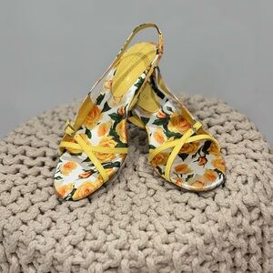 Marc Fisher Yellow Floral Sandals